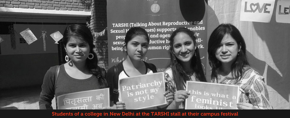 Students of a college in New Delhi at the TARSHI stall at their Campus Festival