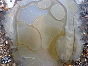 An abstract photo of rocks and water.