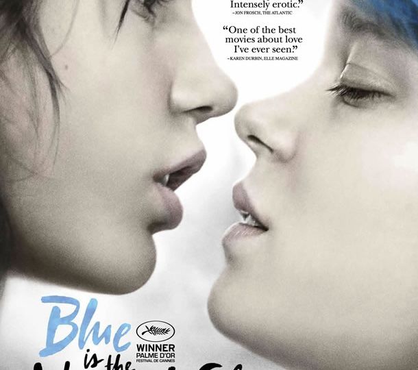 poster for the film 'blue is the warmest colour', which shows two young girls facing each other intimately