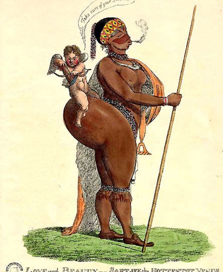 Illustration of a woman with larger blodily proportions and short hair carrying a shorter person on her back