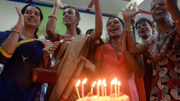 Photo of a group of transgender women celebrating someone's birthday