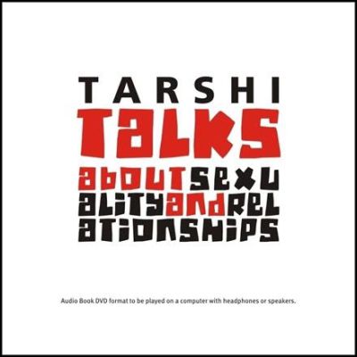 Against a white background, the red-and-black text reads, "Tarshi talks about sexuality and relationships"