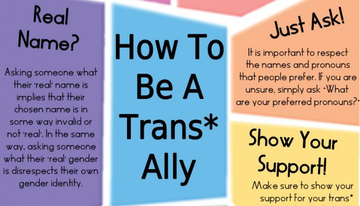 An infographic talking about how to be a good trans ally