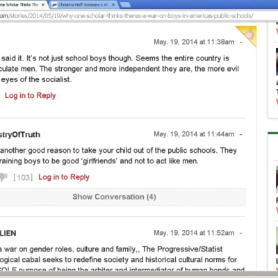 Screenshot of an online forum discussing socialists "training boys to be good girlfriends and not to act like men."
