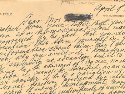 Picture of a letter written in Sigmund Freud's handwriting