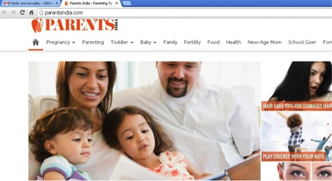 Screenshot of a website called 'Parents.com' which shows a family - a man, a woman and a child leaning on them