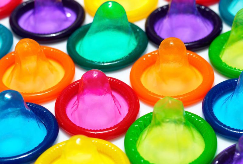 Coloured condoms.