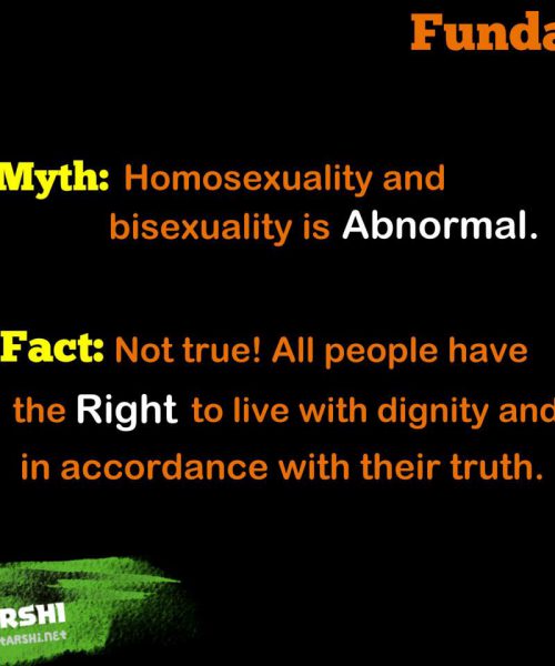 Orange text against a black background containing information that busts the myth that homosexuality is abnormal