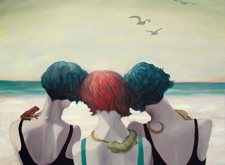 In Plainspeak English Audit In Plainspeak English Audit 100% 10 Painting of 3 women facing a sea. They rest their heads together, and have frogs and lizards circling their neck. Screen reader support enabled. Painting of 3 women facing a sea. They rest their heads together, and have frogs and lizards circling their neck.