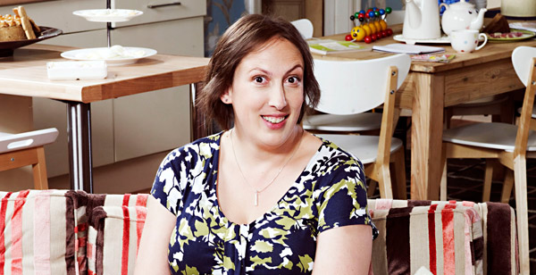 Picture of British comedian Miranda Hart sitting down