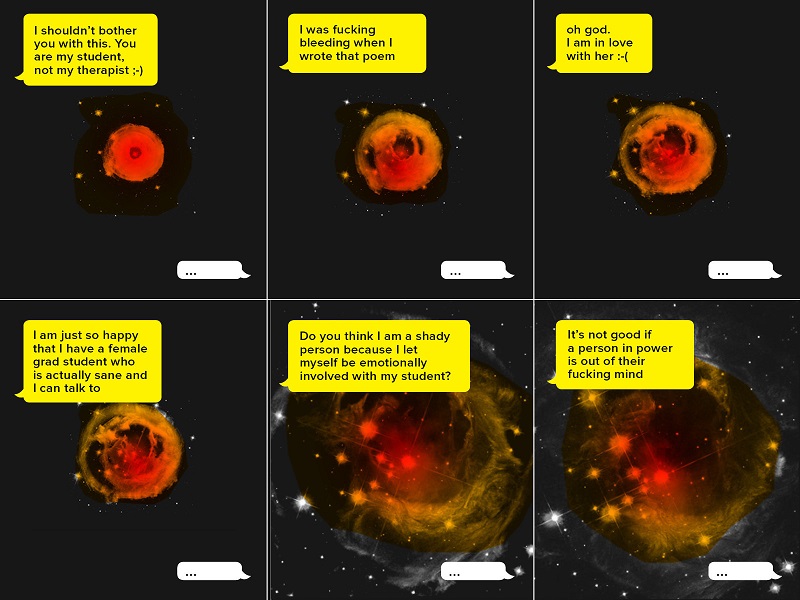 A comic strip featuring six panels of a star stating various observations on consent