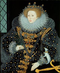 DRESSING AND SEXUALITY: English opulence, Italian reticella lace ruff, The ‘Ermine Portrait’ of Elizabeth I | Credit: Wikipedia