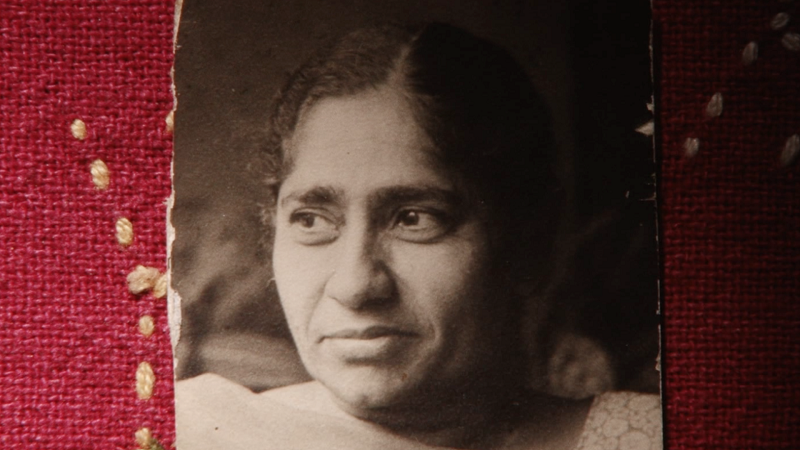 A vantage photo of an Indian woman wearing suit and chunni. We can see the face and shoulders.