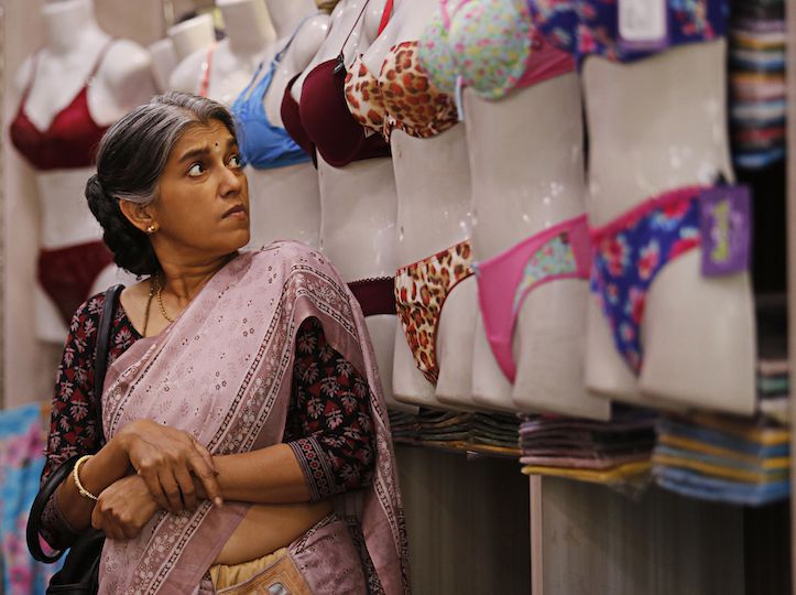 Still from "Lipstick Under My Burkha", showing actress Ratna Pathak Shah in a lingerie store