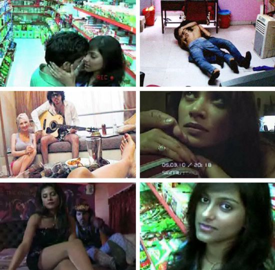 Collage showing stills from various films showing various scenes of sexual relationships