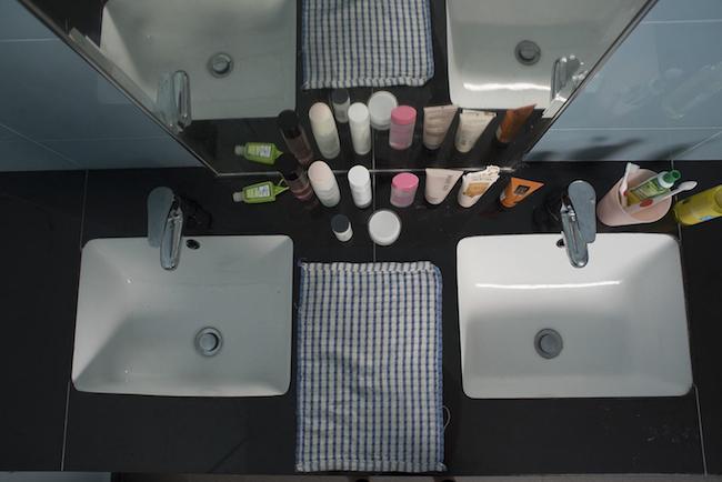 Toiletries donated to the shelter by the public.