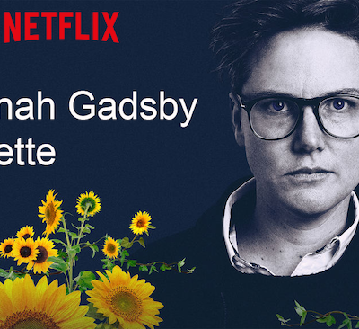 picture of comedian hannah gadsby with the text 'hannah gadsby, nanette' written beside her
