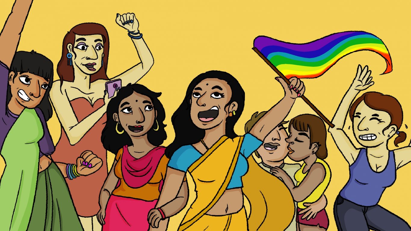 An illustration showing women of diverse skin colours, body types and ethnicities