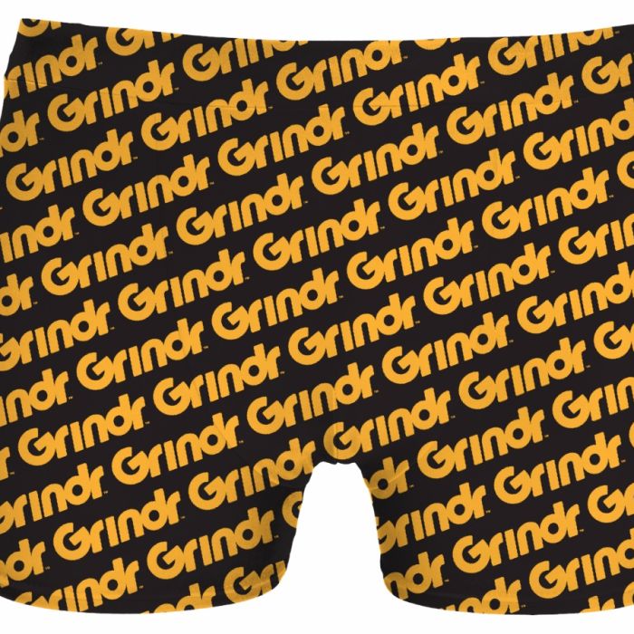 Imagie of an underwear with the word 'grindr' written all over it