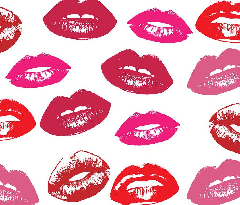 Illustrations of multiple lips wearing various shades of red lipstick