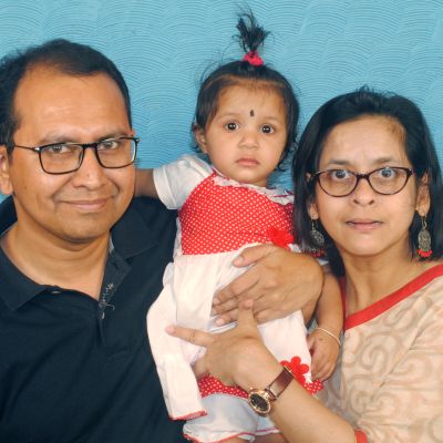 disability rights activist jeeja ghosh with her husband and daughter