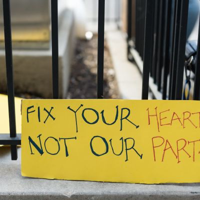 slogan from an intersex rights rally: "fix your hearts not our parts"