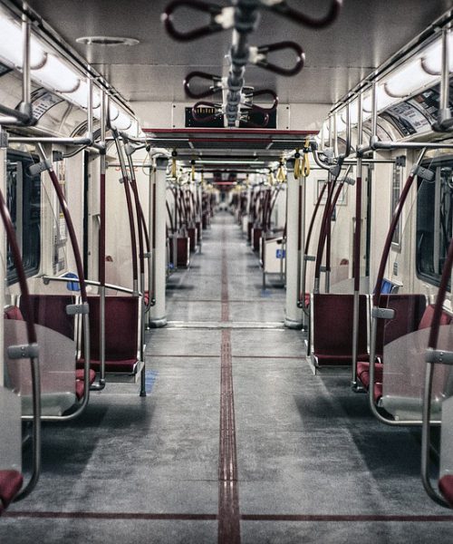 image of an empty metro compartment