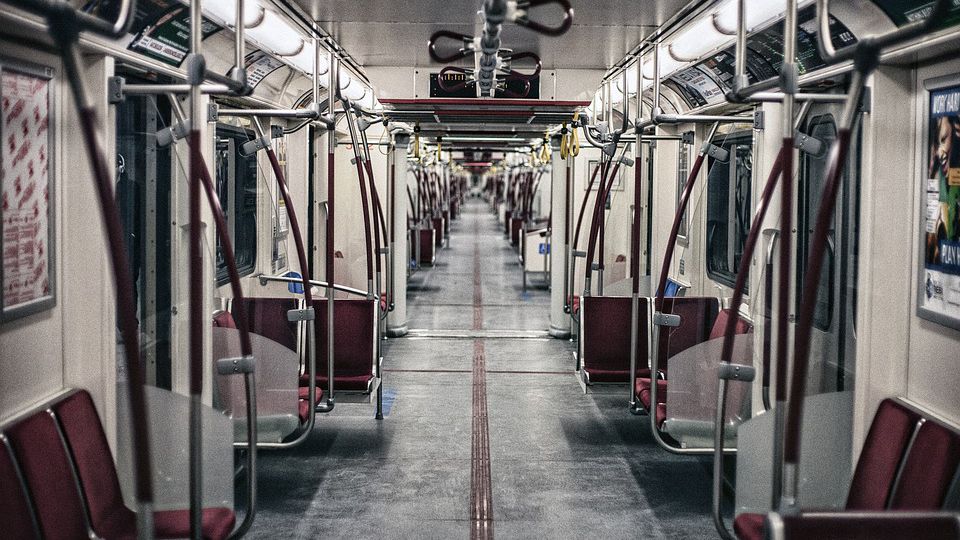 image of an empty metro compartment