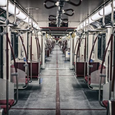 image of an empty metro compartment