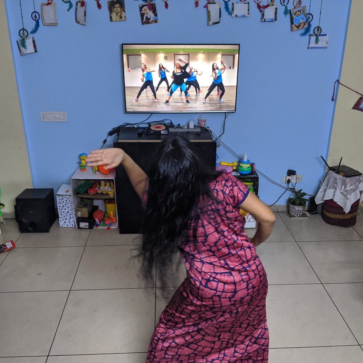 Women at Leisure: During COVID lockdown, Sneha tries to exercise in the day when she is done with her office work and her one year old daughter is asleep.