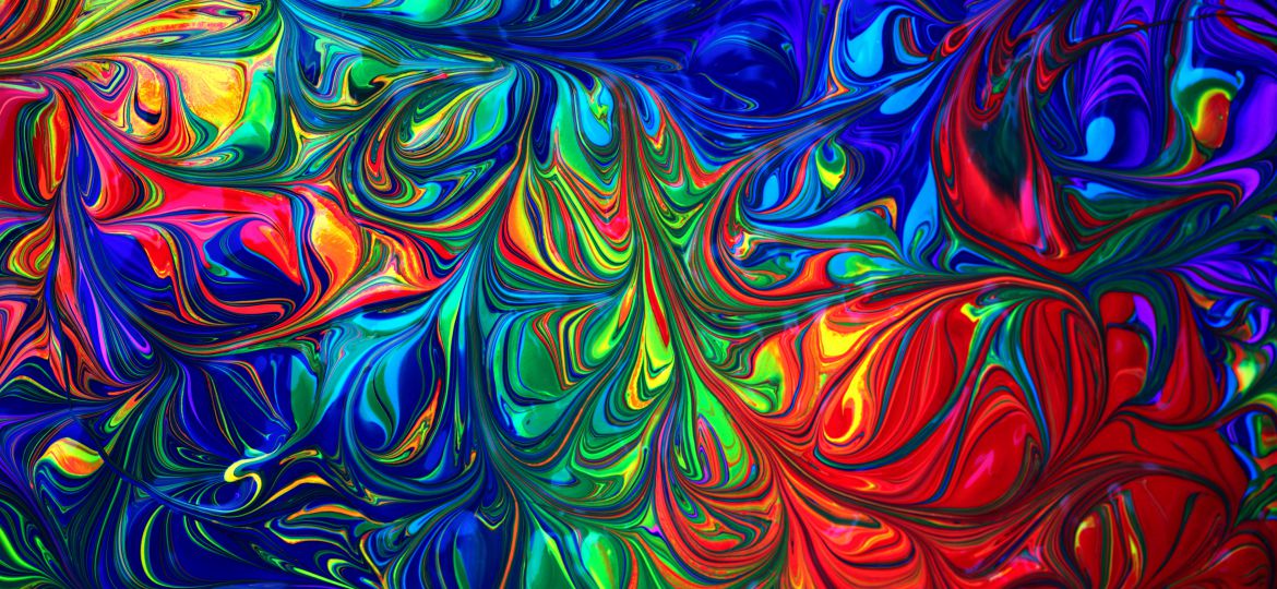 An abstract illustration of multi-coloured swirling patterns