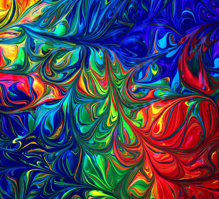 An abstract illustration of multi-coloured swirling patterns