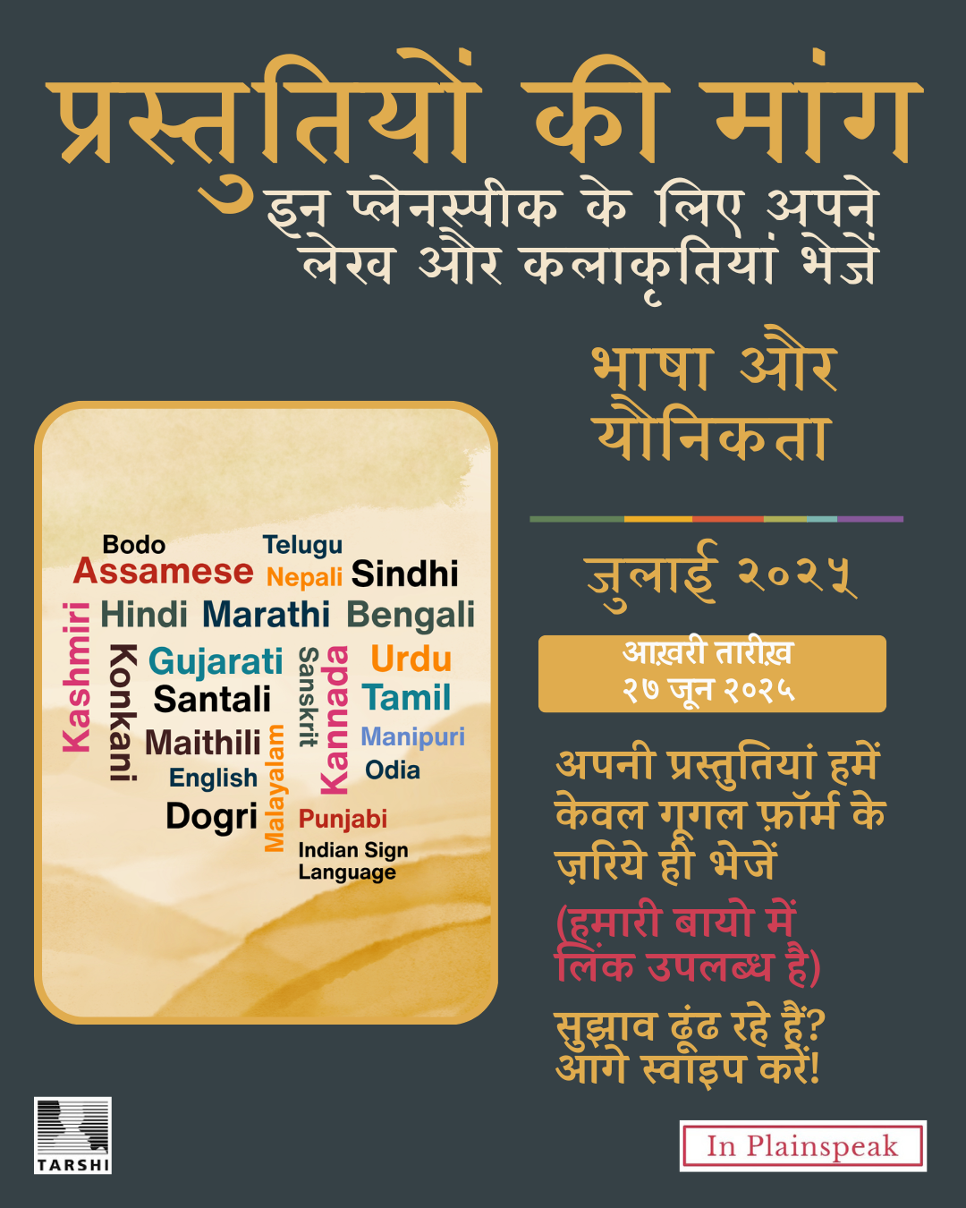 Call for submission on language and sexuality issue for July 2025