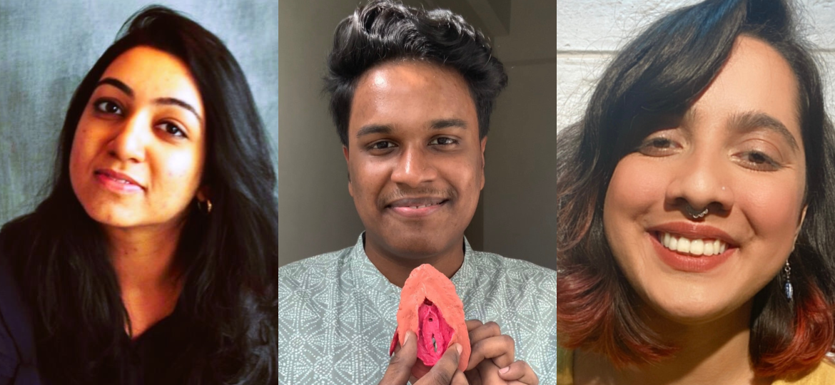 Portraits of Reema Ahmad, Tarun Vejendla and Apurupa Vatsalya