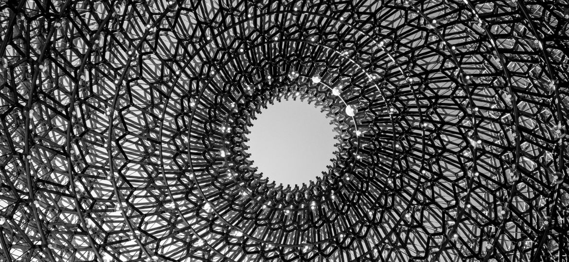 an image of a white circle with spiral black patterns around it