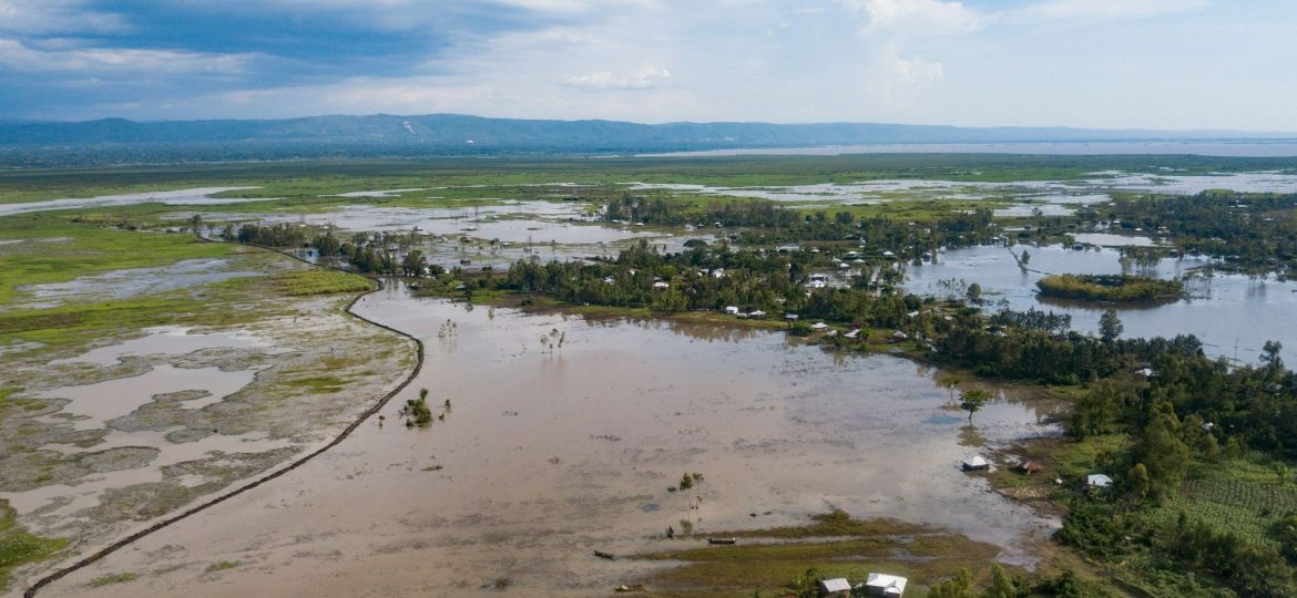 Flooded rural area in Kenya