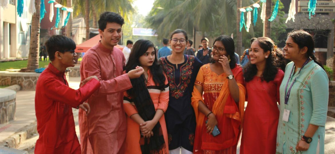 A group of friends in a festive mood