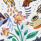 Community Needs Care - an illustration with hands watering a flower