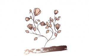 wine and light peach leaves and flowers