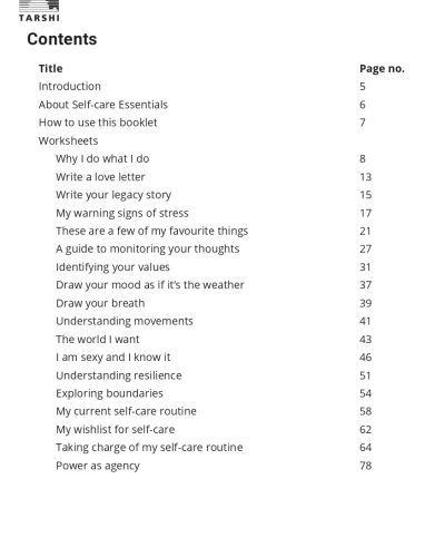 Self Care Worksheets